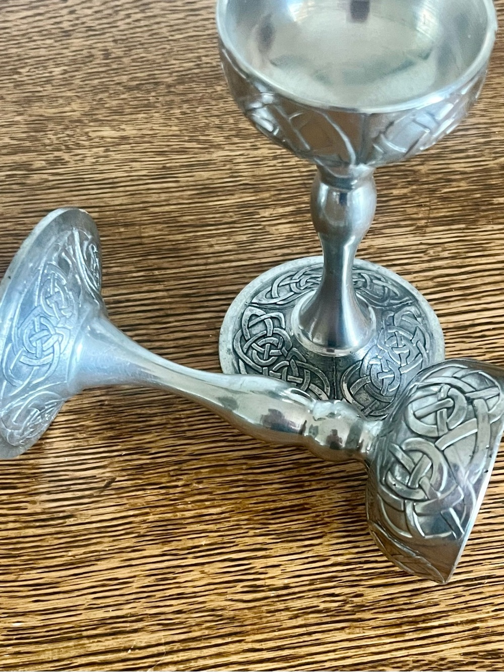 Vintage Mullingar Pewter Irish 🇮🇪 Celtic Knot Goblets Set of 2 Pewter Chalices